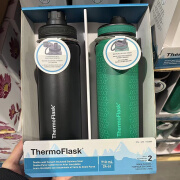 THERMOFLASK进口ThermoFlask不锈钢运动户外水杯水壶水瓶保温杯710ml 黑色+绿色 710ml 吸管+直饮杯 套装