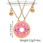 览日鸟新品  一对姐妹卡通圆形甜甜圈分裂磁吸吊坠BFF好朋友闺蜜同款项 甜甜圈