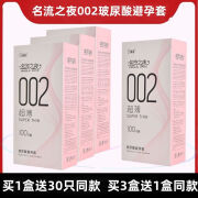 名流之夜新款002玻尿酸避孕套大盒100只装超薄正i品润滑安全套男用套子