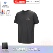 始祖鸟（ARC’TERYX）男士T恤 春夏舒适简约logo图案纯色男款羊毛圆领短袖上衣节日礼物 黑款速干X000007312 M