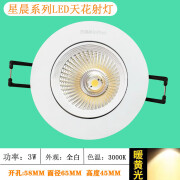 三雄极光星晨COB天花射灯3W6W10W15W20W服装店客厅LED防眩牛眼灯 白色 3W -3000K暖黄-开孔58mm