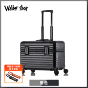 Walker Shop轻奢铝镁合金行李箱上开口摄影箱相机箱设备器材登机箱旅行拉杆箱 黑色 18寸