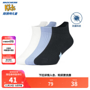 Skechers斯凯奇男童袜子夏透气3对装简约纯色儿童浅口袜P223B030 亮白色/罗蓝色/黑色/01XK 3双 L/18-20cm