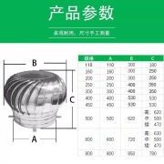 穗之语不锈钢无动力风帽屋顶通风器通风机通风球排风扇换气扇风球500型 110型特厚201成品