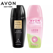 雅芳（AVON）小黑裙爽身走珠山茶花香体露40ml*2清爽淡香留香 小黑裙+山茶花香