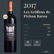 碧尚男爵酒庄Pichon-Longueville 红酒 法国1855二级庄园 原装进口干红葡萄酒 副牌碧尚男爵狮鹫2017单支装