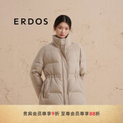 ERDOS 24秋冬新品宽松收腰纯羊绒立领保暖外套女短款羽绒服 锡器灰 165/84A/M