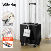 Walker Shop【轻奢品牌】行李箱轻奢铝框小型男女轻便登机箱拉杆旅行箱 黑色 16英寸