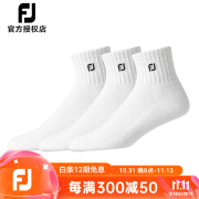 FOOTJOYFootjoy 高尔夫球袜 FJ男女低筒袜 吸汗防臭高尔夫运动毛巾袜 14058-女白色中筒三双装