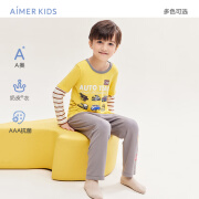 爱慕儿童（AIMER KIDS）A类3A抗菌分身家居服男女童睡衣儿童睡衣套头长袖/长裤|奶皮衣 男孩睡裤-汽车AK242A151 120