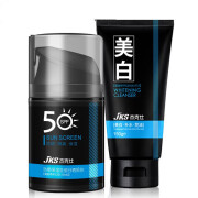 杰克仕（JEKISE）男士防晒霜SPF50+烟酰胺美白洗面奶男士护肤品套装 防晒霜+洗面奶 1套