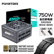 PHANTEKS追风者AMP GH金牌全模组电脑机箱电源(全日系电容/风扇启停ATX3.1/PCIe5.1蟒纹线/理线梳/U型剪/扎带) 750W黑色（蟒纹线/ATX3.1/线梳/8年保)