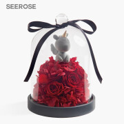 西罗斯（SEEROSE）独角兽永生花玫瑰鲜花送女生朋友闺蜜老婆国庆情人节生日表白礼物 独角兽-嫣红(支持代写贺卡)