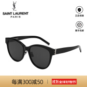 SAINT LAURENT圣罗兰太阳镜YSL时尚遮阳偏光椭圆形SL M107/K开车驾驶板材墨镜女 001黑银色 56-18-145