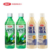 OKF 韩国进口无糖芦荟饮料500ml 0糖0脂0卡内含7%库拉索芦荟颗粒饮品 无糖芦荟 2瓶+奶味米露 2瓶