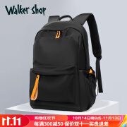 Walker Shop品牌男士双肩包防泼水大容量电脑包男大学生书包户外旅行背包 黑色