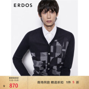 ERDOS 冬季V领桑蚕丝商务沉稳舒适百搭长袖男开衫针织衫 藏蓝 175/96A/L