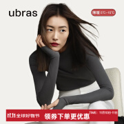 ubras【特卖】一字领堆堆袖轻暖肌底打底上衣百搭柔软内搭打底衣女 黑色 均码