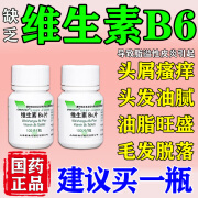 掉发严重吃什么药 维生素b6片 治脱发掉发脂溢性皮炎引起头皮瘙痒头皮屑头发油营养不足促进头皮新陈代谢 1盒装【补充维生素B6】建议买一盒