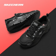 Skechers斯凯奇新款男鞋轻盈舒适缓震跑步鞋透气网面软底运动休闲鞋 34-黑色/炭灰色 42