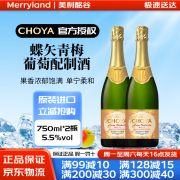 蝶矢青梅葡萄配制酒750ml*2瓶 德国进口低度梅酒气泡酒100%南高梅 5.5%vol 750mL 2瓶