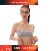 The Blender   撞色Logo复古无缝针织性感运动风内衣女吊带抹胸套装 烟灰色 M