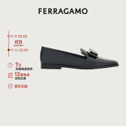 菲拉格慕（Ferragamo）女士黑色新版Vara铭牌乐福鞋 0768944_1D _ 75/38 礼物送女友