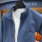 TOMMYBULL美国Tommy汤米男士夹克抓绒衣秋冬季立领夹克摇粒绒卫衣外套 蓝色（加绒厚款） M(建议100-120斤)