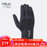 Rab睿坡弹力手套超轻防风保暖手套户外运动登山滑雪手套30g QAH-74 灰黑色EB M