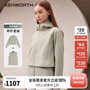 ASHWORTH[弹力速干]防风两件套风衣女雅狮威秋季夹克新款女装运动休闲外套 K3-深卡其色 2/S