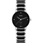 雷达（RADO）瑞士手表 晶萃系列女士石英表 镶钻奢华时装腕表30.5mm黑盘送女友 initial