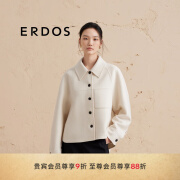 ERDOS 24冬季新品箱型短款宽松百搭羊毛外套翻领双面毛呢女毛呢大衣 白 165/84A/M