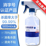 75%酒精消毒液喷雾75度乙醇医用消毒水杀菌免洗洗手液大瓶家用成人儿童居家办公皮肤手部家具地板喷剂 【含喷头】500ml*1瓶