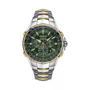 精工（Seiko）男士腕表 Coutura Radio Sync 太阳能计时码表简约商务手表 Green/Two-Tone