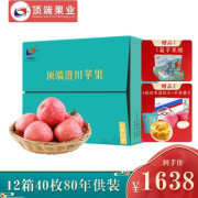 顶端果业洛川苹果陕西红富士9-54个精选生鲜水果礼盒 40枚80mm全年供 18斤 12箱