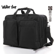 Walker Shop【品牌精选】品牌公文包男多功能大容量防水手提斜挎背包男 黑色   大包 【一包多背】 16英寸