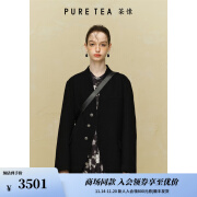 茶·愫【明星同款】puretea茶愫中式立领毛呢外套女量感西装版型2024秋 石墨黑 S