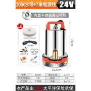 渝乐12V直流潜水泵24V48V60V伏电动车电瓶式小型抽水泵机农用灌溉 超高扬程1寸-24V-7米线10米管