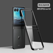 亨曼适用摩托罗拉razr50手机壳电镀透明razr2024保护套raza50男女新款 【暗夜黑】 moto razr 50(2024款)