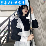 红袖萝女仆装男生女仆装男穿cosplay可爱日系洛丽塔裙动漫女佣服萝莉黑 女仆装女款+蝴蝶结发箍 S