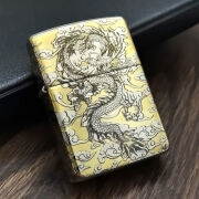 ZIPPO EDGE美国原装之宝煤油防风打火机深雕外壳康斯坦丁老虎万bao路富贵牡 双色云龙 仅外壳（无内胆）