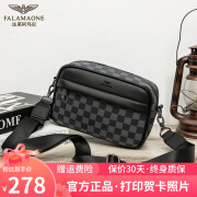 法莱阿玛尼（FALAMAONE）品牌单肩包男士挎包潮牌挎包大容量商务百搭休闲包小挎包生日礼物 黑色格子DJ123 默认1