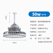 华荣防爆灯led仓库厂房专用化工厂车间防粉尘防水防腐吊杆装三防 50w直杆装15cm(EX防爆证书)