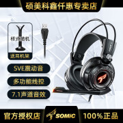 硕美科（SOMIC）G941有线头戴式电竞游戏氛围灯光耳机7.1声道音效枪战听声辨位可线控长麦耳麦 黑色-7.1声道USB口  震动版