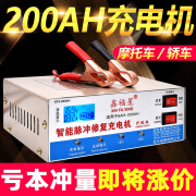 鑫福星12V24V伏纯铜汽车电瓶充电器通用智能大功率农用车收割电瓶充电机 12/24V冲量款-无开关