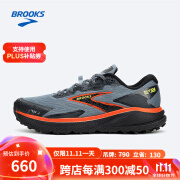 布鲁克斯（BROOKS）男子越野跑鞋Divide 5山际  城堡蓝/乌木色/柠绿/橘红 40 