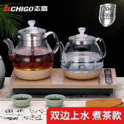 志高（CHIGO）智能全自动上水电热水壶茶台烧水壶底部上水三合一嵌入式玻璃泡茶煮茶烧水一体桌办公室家用 金色 0.8L 煮茶款（双边加水）