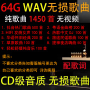 点缤WAV无损音乐高音质2023流行发烧经典歌曲dj汽车车载优盘64G歌词 64G1450首WAV无损格式音乐