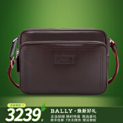 巴利（BALLY）男包 简约商务牛皮相机包单肩包 男士斜挎包 节日送男友生日礼物 TRAIPSE棕色红白条纹