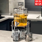 古莜 冷水壶水龙头 玻璃水具套装家用耐高温大容量果汁饮料桶柠檬茶 现代轻奢风冷水壶+4杯+双层架